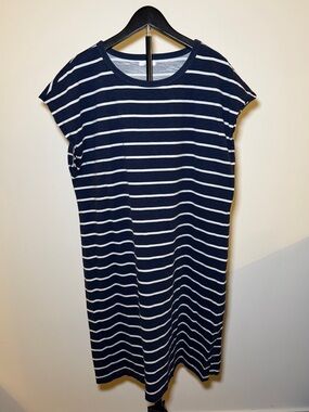 Maurices Navy & White Striped Midi Tee Dress